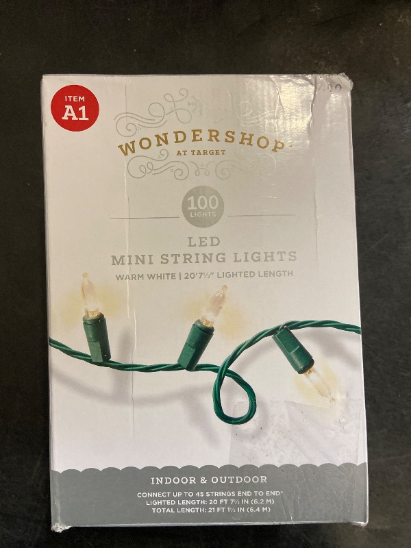 Photo 1 of 100ct LED Smooth Mini Christmas String Lights Warm White with Green Wire/ 100ct LED Smooth Mini Christmas String Lights Warm White with Green Wire