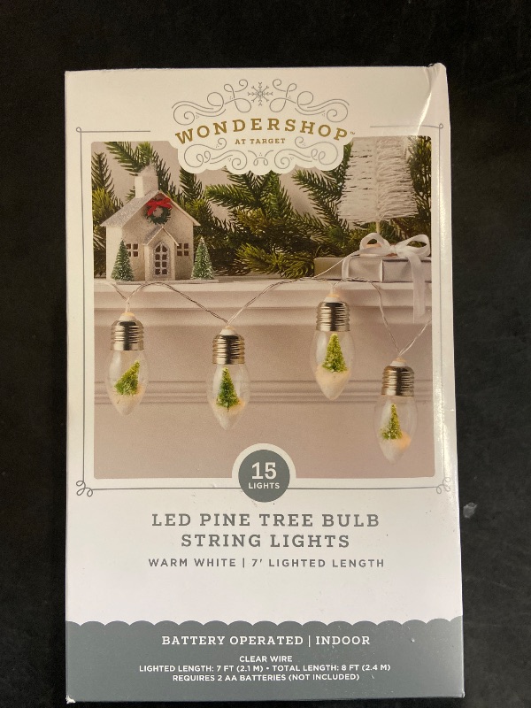 Photo 1 of 8' Christmas Tree 15 LED Bulb Battery Operated String Light - Wondershop