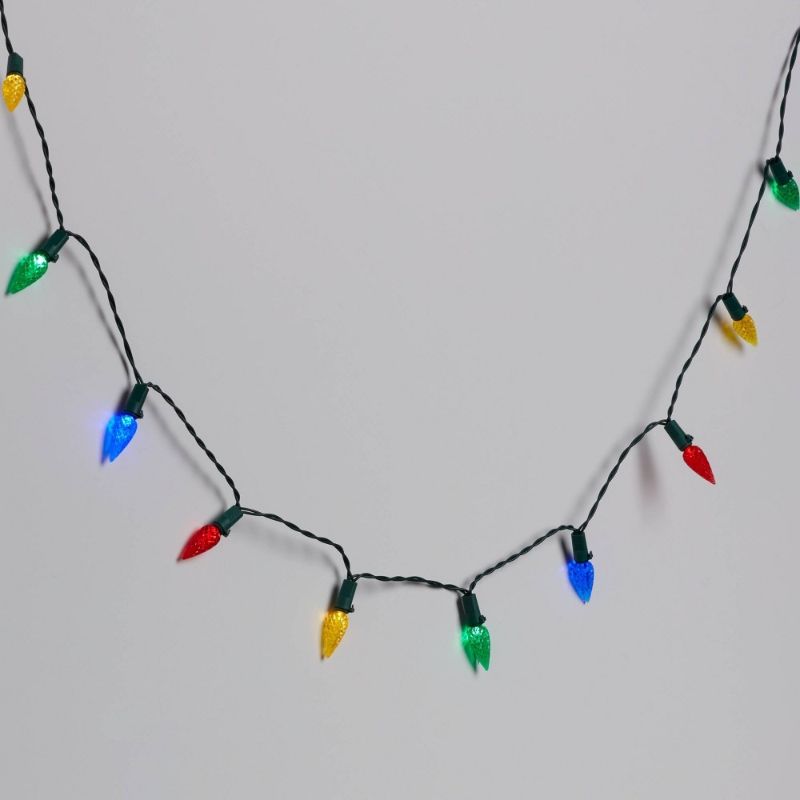 Photo 1 of 50ct Solar LED Faceted Christmas Indoor Outdoor String Lights Multicolor with Green Wire