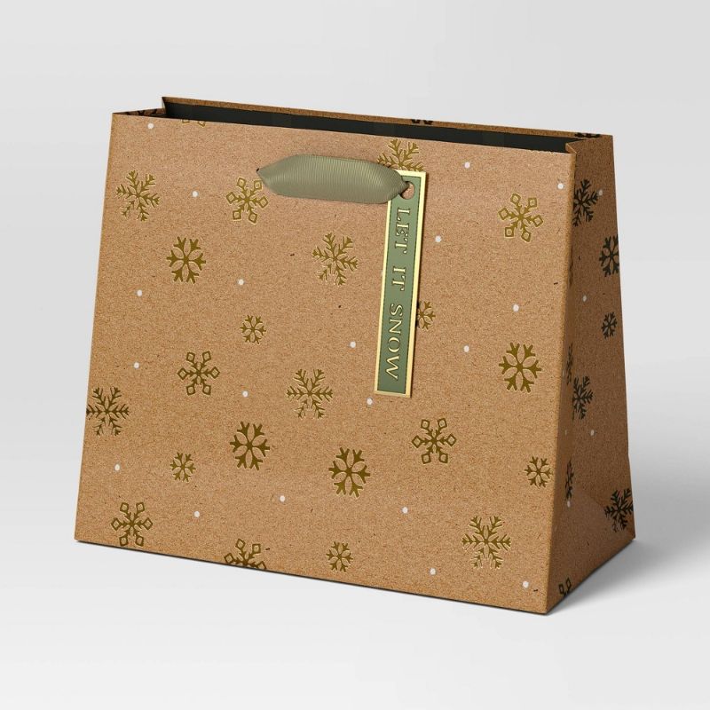 Photo 1 of 100ct LED Smooth Mini Christmas String Lights Warm White with Green Wire/ (2) Snowflakes Petite Vogue Christmas Gift Bag Brown/ 4ct Christmas Character Gift Box