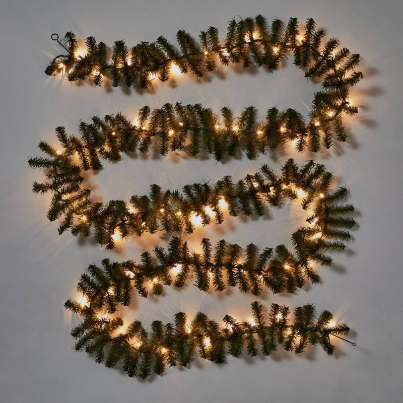 Photo 1 of 18' Pre-Lit Artificial Pine Bough Christmas Garland Green with Clear Lights