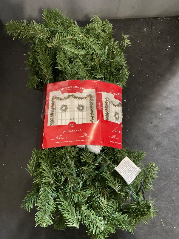 Photo 1 of 18' Pre-Lit Artificial Pine Bough Christmas Garland Green with Clear Lights