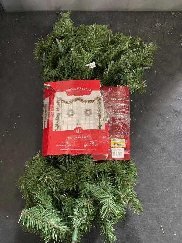 Photo 1 of 18' Pre-Lit Artificial Pine Bough Christmas Garland Green with Clear Lights