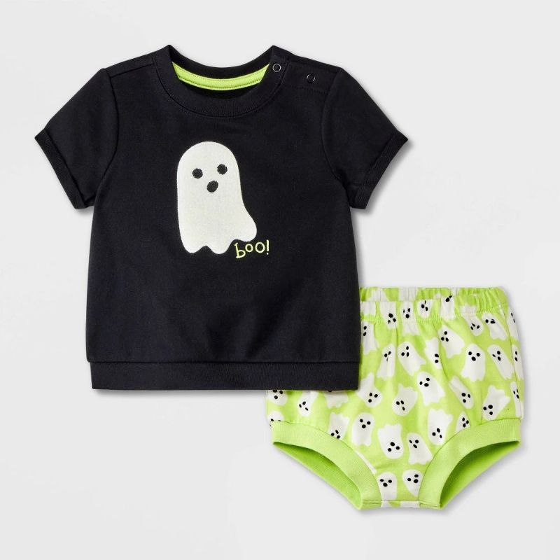 Photo 1 of 12 M- Baby Girls' Halloween Ghost Top & Bloomer Set - Cat & Jackâ„¢ Black