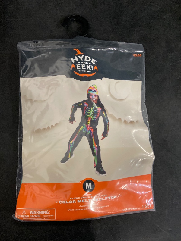 Photo 1 of (M) Hyde & Eek Boys Color Melt Skeleton Glows Under Blacklight Costume