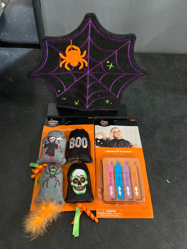 Photo 1 of 3Pc Misc. Halloween items -4pc Cat Toys - 4pc  Makeup - 1 Placemat / Decor
