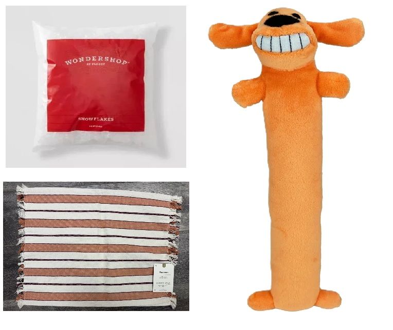 Photo 1 of 4 Pack Miscellaneous Items - 2 Placemats , 1 Dog Toy , 1 Bag Of Fake Snowflakes 