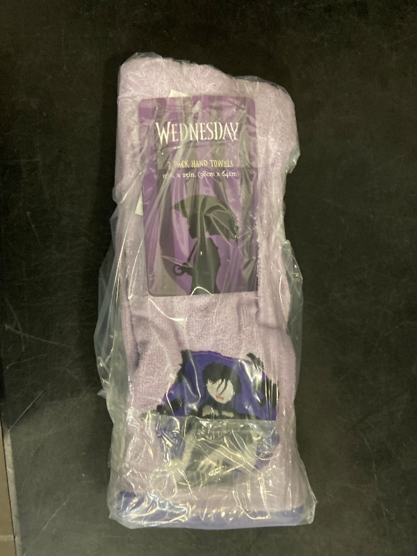 Photo 1 of Wednesday 2-Pack Halloween Embroidered Hand Towels Purple