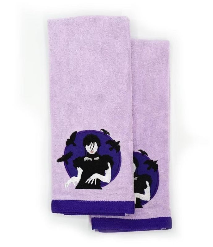 Photo 1 of Wednesday 2-Pack Halloween Embroidered Hand Towels Purple