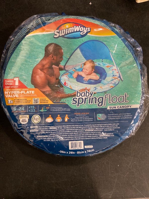 Photo 1 of Swimways Sun Canopy Inflatable Baby Spring Float for Kids 9-24 Months Shark Design