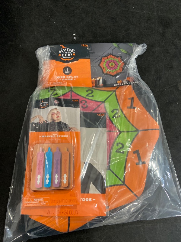 Photo 1 of 3pc Halloween Items - Web Splat game / temporary tattoos /  Make up sticks