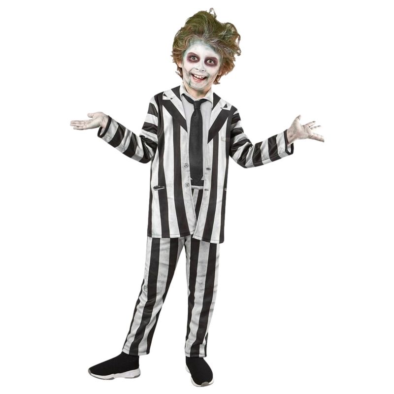 Photo 1 of M- Boys Beetlejuice Jumpsuit with Faux Jacket & Tie Halloween Costume