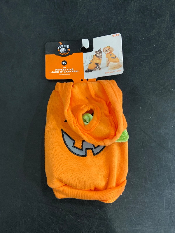 Photo 1 of XS- Reflective Halloween Jack-O'-Lantern Pumpkin Hoodie Dog and Cat Costume