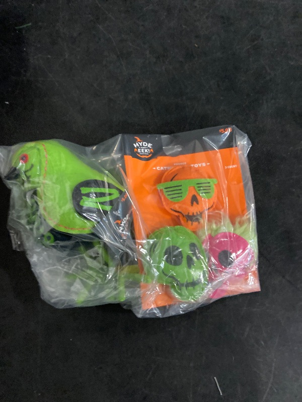 Photo 1 of 2 Halloween Items 1 Decor Bird & 3pc Cat Toys 