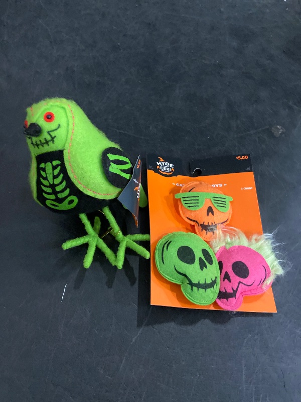 Photo 1 of 2 Halloween Items 1 Decor Bird & 3pc Cat Toys 