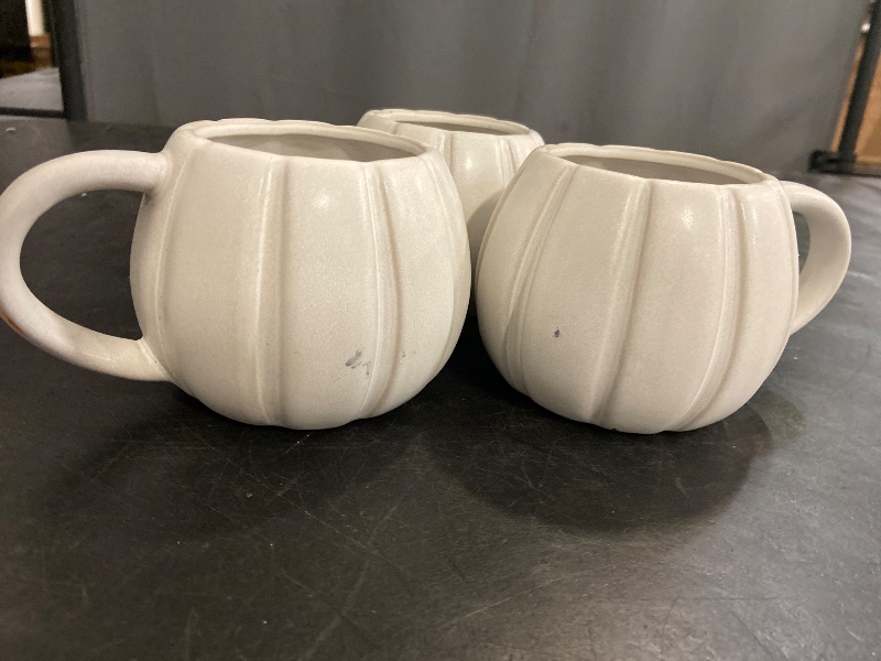 Photo 1 of 3- 15.2 Fl Oz Halloween Stoneware Figural Pumpkin Mug White