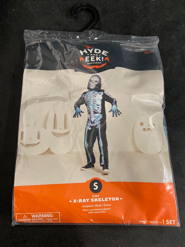 Photo 1 of S (6-7) Boys Black & White X-Ray Skeleton Halloween Costume Jumpsuit