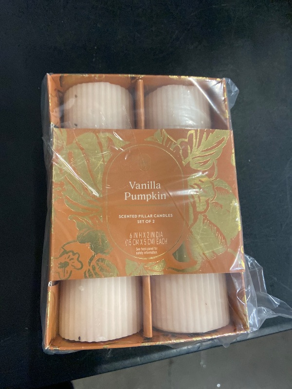 Photo 1 of  6"x2" 2pk Pillar Candle Set Vanilla Pumpkin - Threshold