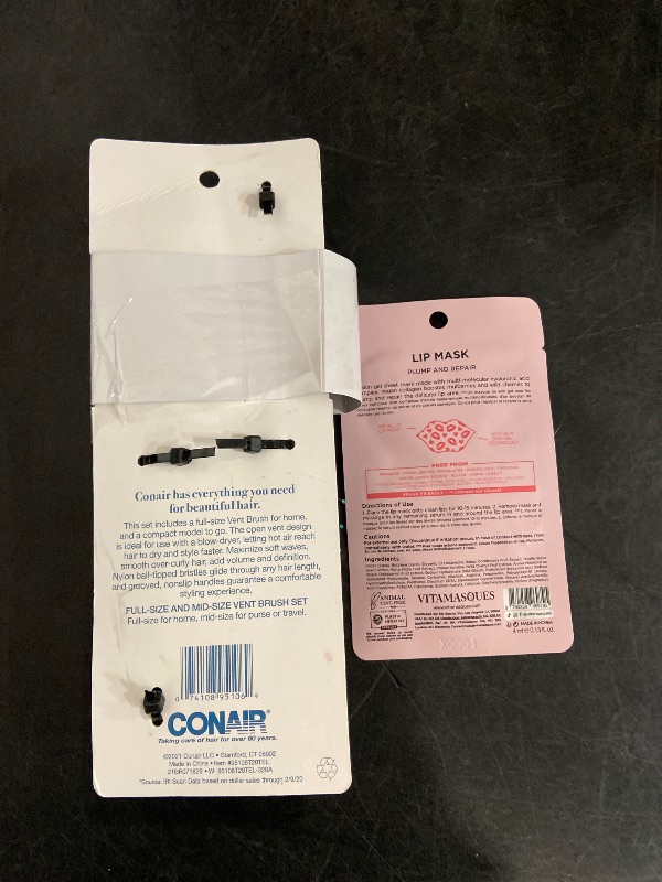 Photo 1 of Conair Brush, Value Pack - 1 Ea/ Vitamasques Lip Mask and Repair - Plump - 0.13 Fl Oz