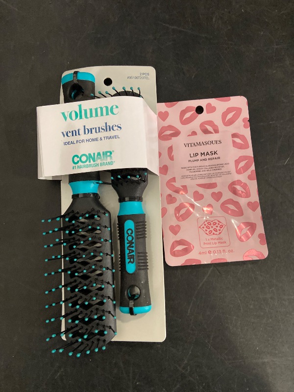 Photo 1 of Conair Brush, Value Pack - 1 Ea/ Vitamasques Lip Mask and Repair - Plump - 0.13 Fl Oz