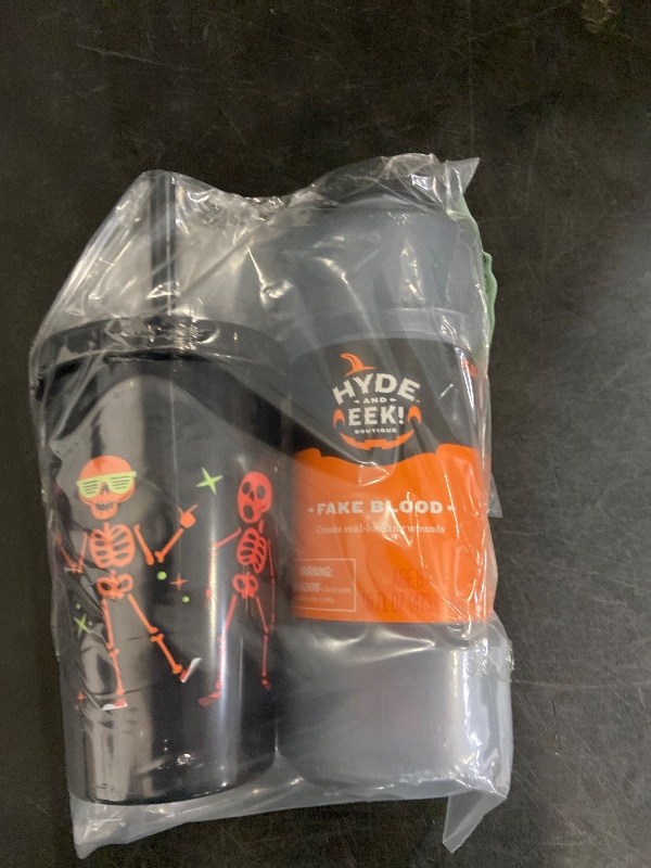 Photo 1 of 16oz Liquid Fake Blood Halloween Makeup/ 12 Fl Oz Halloween Ghost/Skeleton Tumbler with Straw Orange