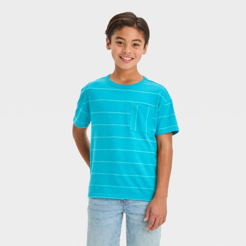 Photo 1 of Medium Boys' Short Sleeve Textured Striped T-Shirt - Cat & Jack™ Blue
