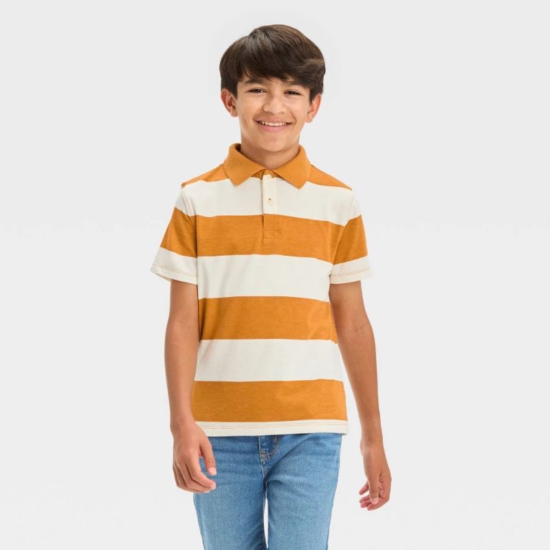 Photo 1 of M Boys' Short Sleeve Striped Polo T-Shirt - Cat & Jack™ Yellow