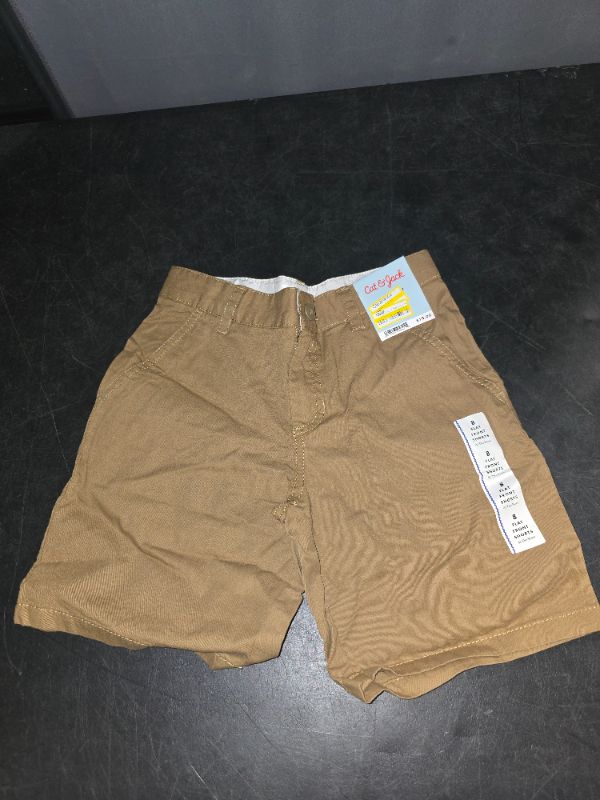 Photo 1 of  S8 Boys' Flat Front 'at the Knee' Chino Shorts - Cat & Jack™ Brown 8: Adjustable Waistband, Side Pockets