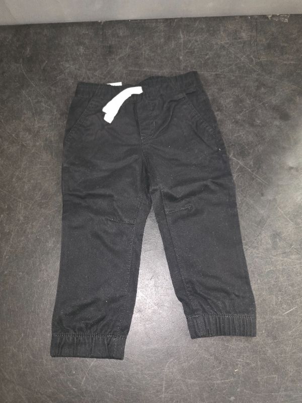 Photo 1 of 18M Toddler Boys' Woven Jogger Pants - Cat & Jack™ Black 18M: Cotton-Spandex Blend, Midweight Twill, Elastic Waist, Pockets