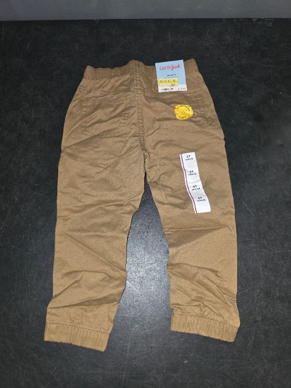 Photo 1 of 3T Toddler Boys' Woven Jogger Pants - Cat & Jack Cotton-Spandex Blend, Elastic Waist, Reinforced Knees