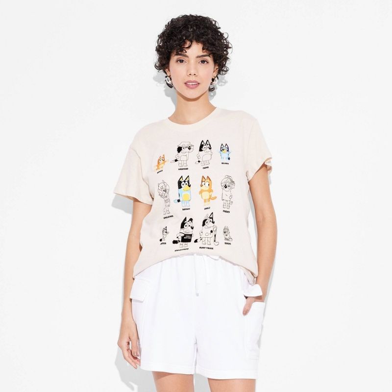Photo 1 of XL Women's Bluey Grid Short Sleeve Graphic T-Shirt - Tan