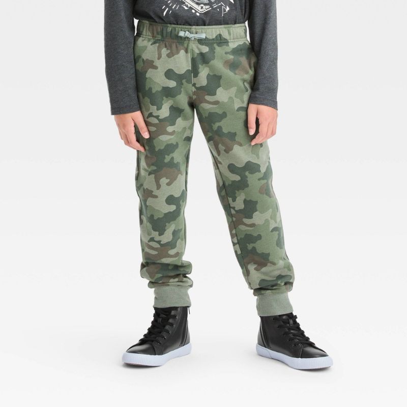 Photo 1 of M Boys' Fleece Sweatpants - Cat & Jack™ Sage Green M: Reinforced Knee, Side Pocket, Drawstring
