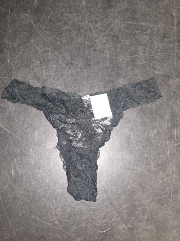 Photo 1 of Small Women's Allover Lace Thong Underwear - Auden™ Black S: Lightweight Nylon-Spandex, Cotton Gusset