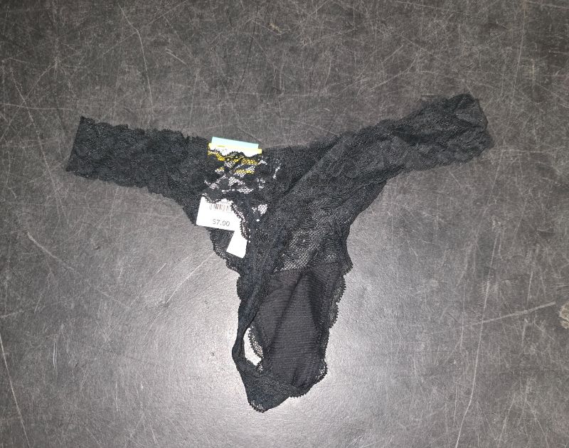 Photo 1 of Small Women's Allover Lace Thong Underwear - Auden™ Black S: Lightweight Nylon-Spandex, Cotton Gusset