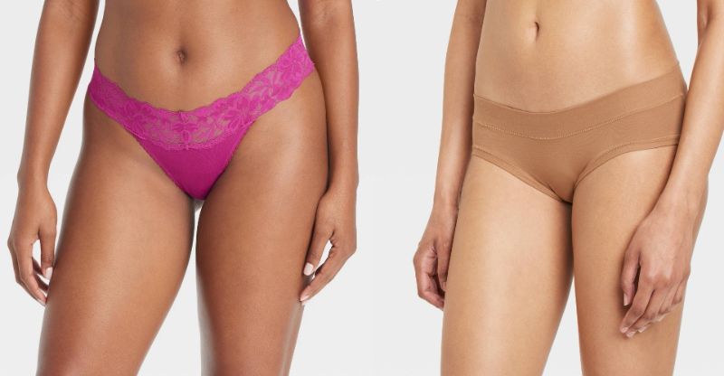 Photo 1 of Small Pink & Toffee Cotton Underwear  - 1 Thong & 1 Hipster 