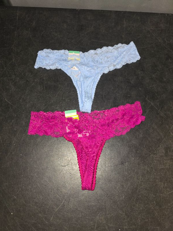 Photo 1 of Small Blue & Pink Women's Cotton Comfort Thong - Auden