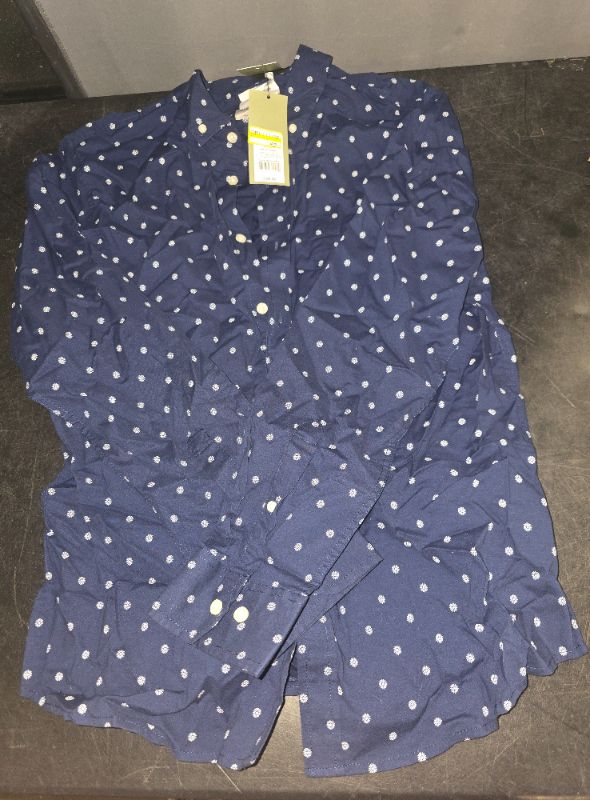 Photo 1 of L Men's Floral Print Long Sleeve Button-Down Shirt - Goodfellow & Co™ Navy Blue L: Slim Fit, Poplin Fabric