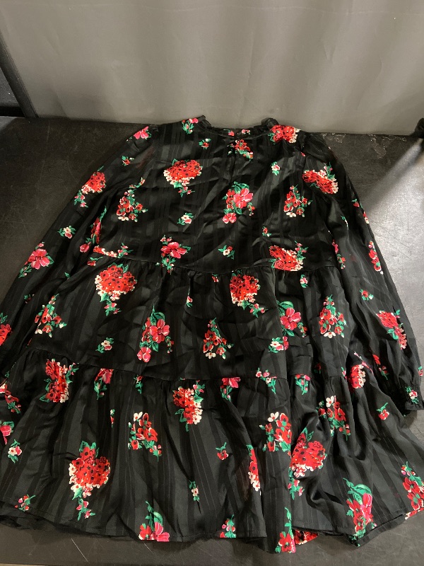 Photo 1 of L Plus Girls' Long Sleeve 'Floral' Woven Dress Black