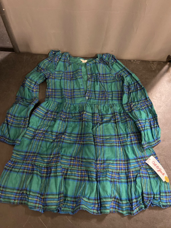 Photo 1 of XL Girls' Long Sleeve Flannel Plaid Dress Dark Green