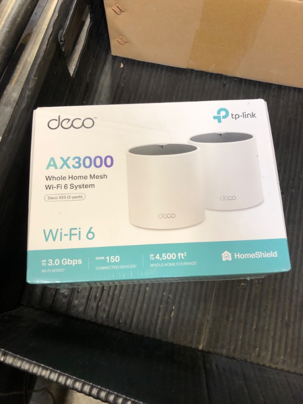 Photo 1 of TP-Link Deco AX3000 WiFi 6 Mesh System - Covers up to 4500 Sq.Ft, Replaces Wireless Router and Extender, 3 Gigabit Ports per Unit, Supports Ethernet Backhaul (Deco X55, 2-Pack)