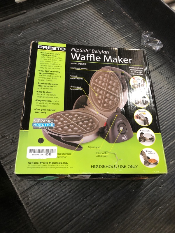 Photo 1 of Presto Ceramic Flipside Belgian Waffle Maker, 7 inches (Pack of 1), BlackGray