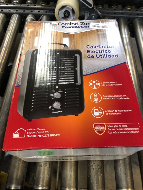 Photo 1 of Comfort Zone Electric Portable Milkhouse Style Utility Space Heater with Adjustable Thermostat, Overheat Protection, and Safety Tip-Over Switch, Ideal for Garage or Greenhouse, 1,500W, CZ798BK