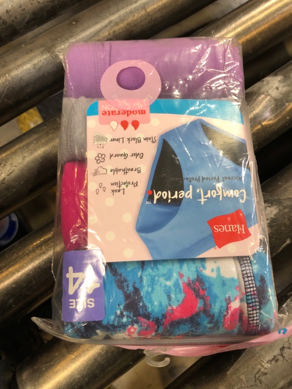 Photo 1 of Hanes Girls' Comfort Underwear, Boyshort Period Panties, Moderate Protection, 4-Pack, Hipster-Multi-4 Pack, 14