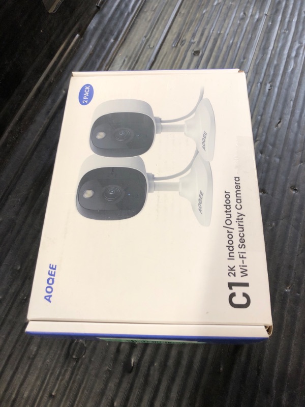 Photo 1 of AOQEE 2K Cameras for Home Security-Outdoor/Indoor Camera for Dog/Cat/Pet/Nanny/Baby, Color Night Vision, White Light, Siren, 24/7 SD Recordings, Works with Alexa/Google Home, C1-White-2P (2.4Ghz WiFi)