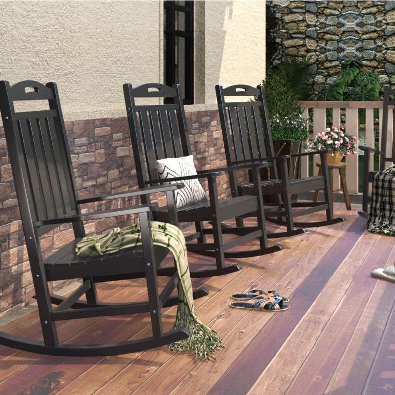 Photo 1 of High-Eco Black Plastic Outdoor Rocking Chair
