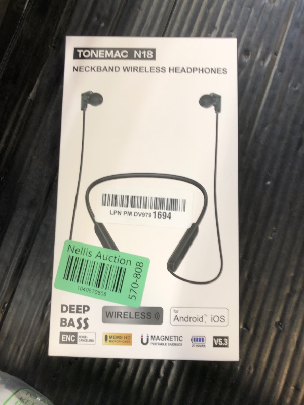 Photo 1 of TONEMAC N18 Neckband Bluetooth Earbuds, Wireless Bluetooth 5.2 Headphones with Microphone, Ultra-Lightweight Comfort, IPX7 Waterproof, Deep Bass Strong Beat, 20H Playtime, Magnetic Earphones -Black