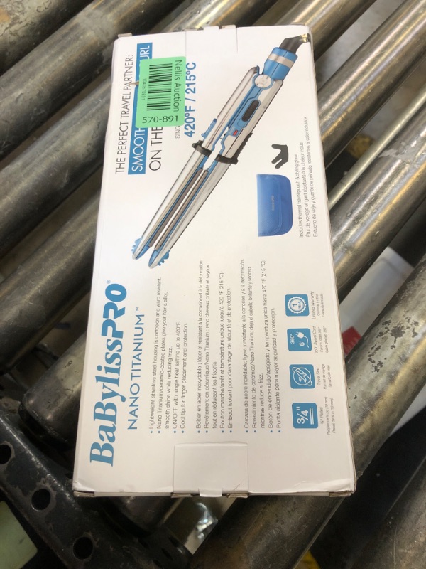 Photo 1 of BaBylissPRO Flat Iron Hair Straightener, 3/4 Inch Nano Titanium Prima 2000 Mini Travel, Hair Styling Tools & Appliances, BNT2000UC