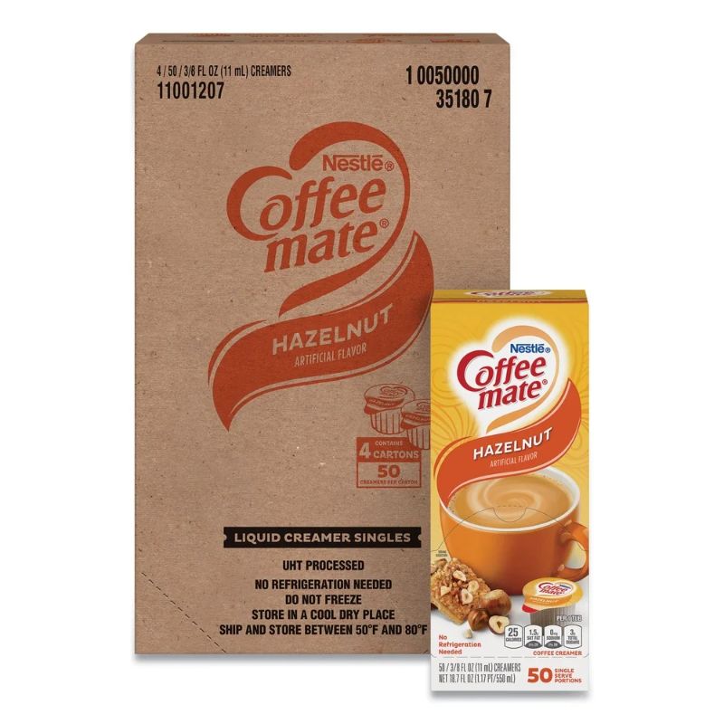 Photo 1 of Coffee-Mate 11001207 0.38 oz. Mini Cups Liquid Coffee Creamer - Hazelnut (200/Carton)
- EXP JUL/2025