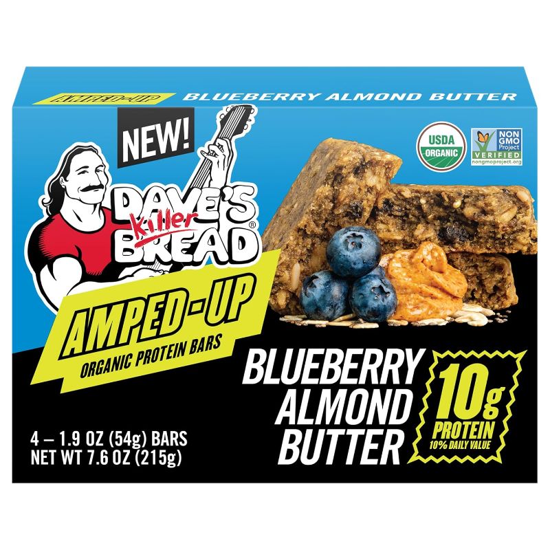Photo 1 of Dave's Killer Bread Amped-Up Organic Protein Bars, Blueberry Almond Butter, Kosher, USDA Certified Organic, Non-GMO, 7.6 Ounce (Pack of 6) - PALLET OF 65 BOXES.  EXP DATE 05/07/2025