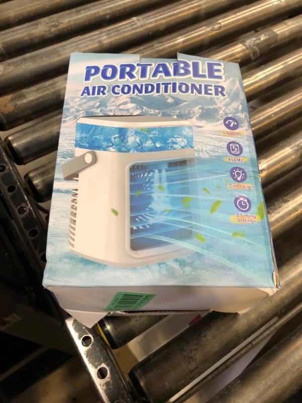 Photo 1 of Portable Air Conditioner, 3 Speeds Personal Evaporative Air Cooler with 2/4H Timer, 450ml Rechargeable Mini Air Conditioner, Quiet Portable AC Unit Fan for Office Desk Home Bedroom Camping Car
